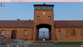Screenshot aus der Anwendung „Panorama Auschwitz“. Zugriff via https://panorama.auschwitz.org/tour2,en.html